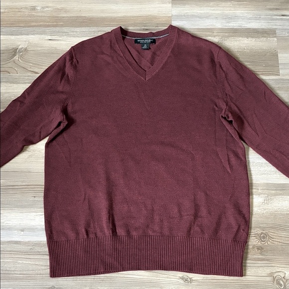 Banana Republic Merino Wool V-Neck Pullover Sweater Maroon Mens M - Picture 8 of 9